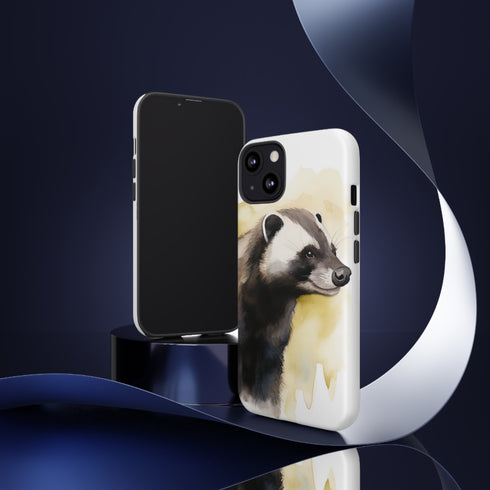 Badger on a Yellow Background - Impact Resistant Phone Case